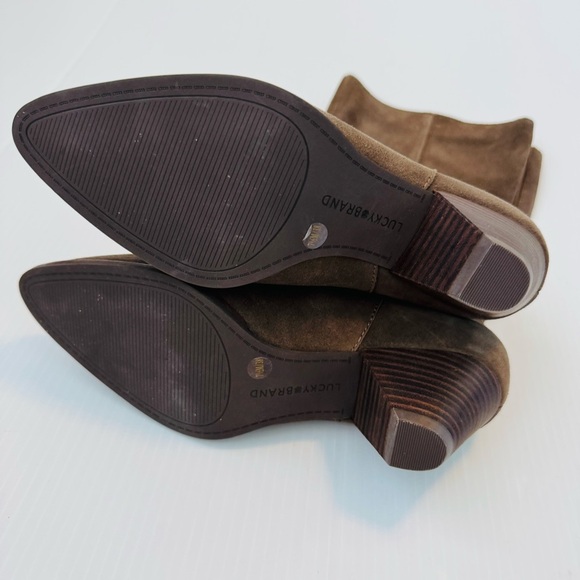 Lucky Brand Women's Fukko Mid-Calf Boots Brown Suede Heeled Boots - Picture 3 of 9